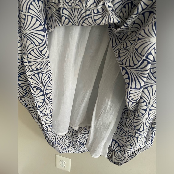 NWT-Charleston Shoe Company Aubrey Maxi Dress Blue and White Ruffle Sleeves Sz M - Picture 9 of 14